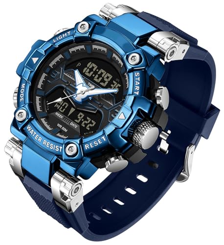 findtime 2024 腕時計 メンズ デジタル ウォッチ うで時計 デュアルタイム アナログ ミリタリーウォッチ ストップウォッチ アラーム 防水 スポーツウォッチ ランニングウォッチ 夜光バックライト 曜日日付 目ざまし時計 日本語説明書付き